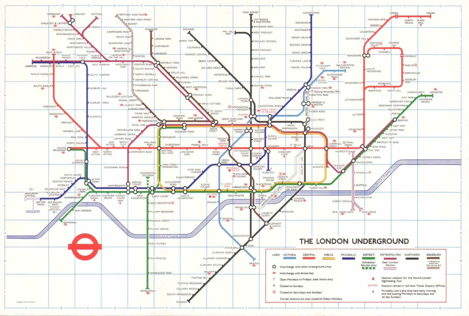LONDON UNDERGROUND tube map. Heathrow Central under construction GARBUTT #1 1976